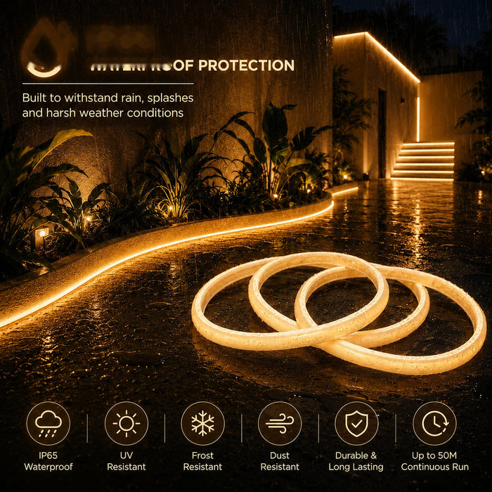 10M FCOB Neon Rope Light Kit, 10W/M, 800Lm/M, 3000K