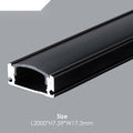 17.3mm x 7.59mm Aluminum Channel Profile with PC Cover - 2m Length, Sandy Black