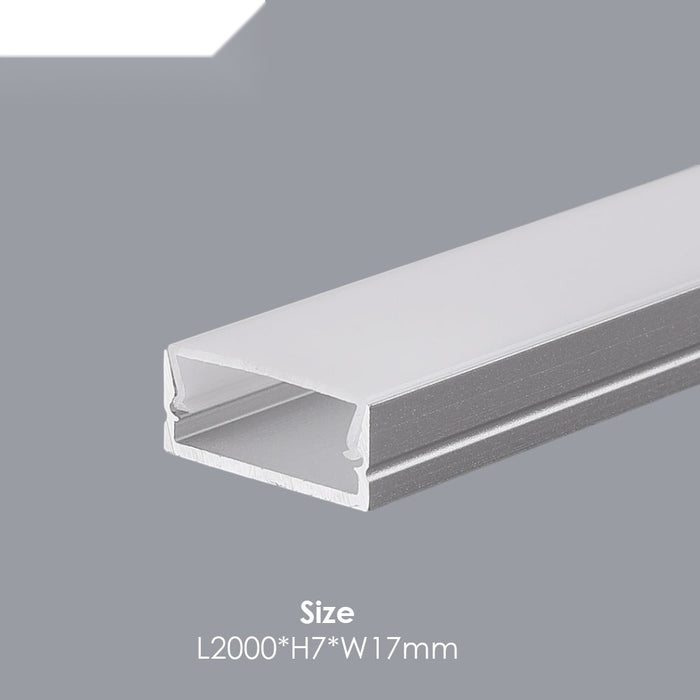 17mm x 7mm Aluminium LED Profile with PC Cover - 2m Kit (1mm Thickness)