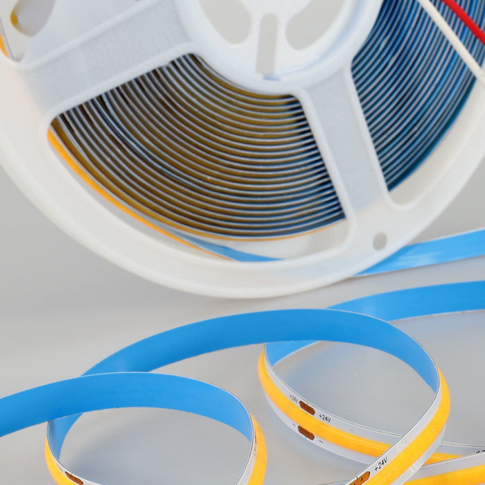 24V COB LED Strip Lights 30 Meters Reel with 480 LEDs/M, 12W/M, 1200lm/M, CRI 90-92, 4000K, IP68