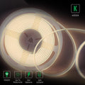 24V COB LED Strip Lights with 480 LEDs/M, 12W/M, 1200lm/M, CRI 90-92, 4000K