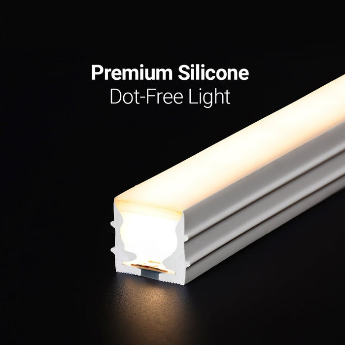 30 Meters 24V Silicon Neon Strip, Size: 10x10mm, IP65. Includes 30pcs Clips & 5 connector cable, Warm White