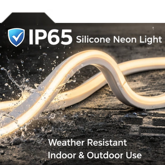 30 Meters 24V Silicon Neon Strip, Size: 10x10mm, IP65. Includes 30pcs Clips & 5 connector cable, Warm White