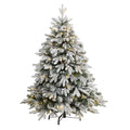 4’ Flocked Full Bodied Swedish Spruce Artificial Christmas Tree with 170 Clear LED Lights and 418 Bendable Branches