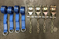 Tie Down Kit Wheel Lift Straps w/ Chain Ratchets Diamond Weave BLUE