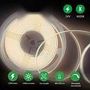 5 Meters Set of 24V Dotless COB Strip with 480 LEDs/M + Dimming Controller + UK Adapter Plug, 4000K