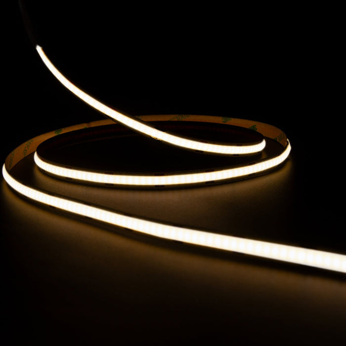 5 Meters Set of 24V Dotless COB Strip with 480 LEDs/M + Dimming Controller + UK Adapter Plug, 4000K