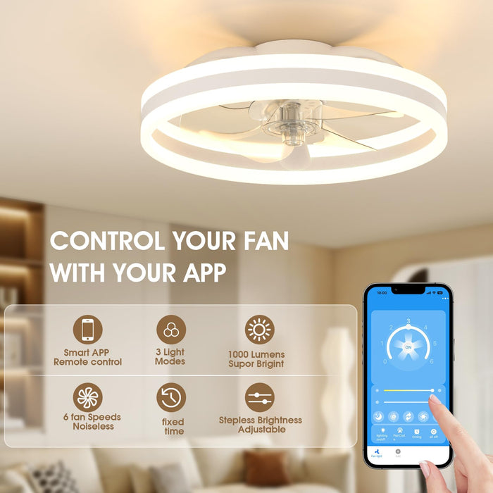 50cm Ceiling Fan with LED Light - White
