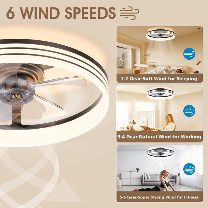 50cm Ceiling Fan with LED Light (App, 3-Colour) - Black