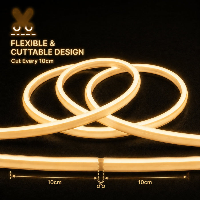 50M FCOB Neon Rope Light Kit, 10W/M, 800Lm/M, 3000K