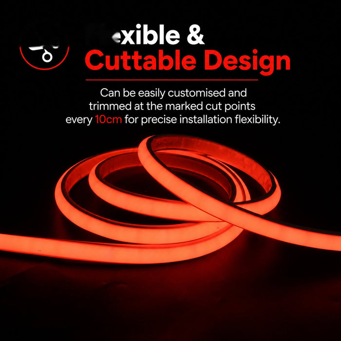 50M FCOB Neon Rope Light Kit, 10W/M, 800Lm/M, Red