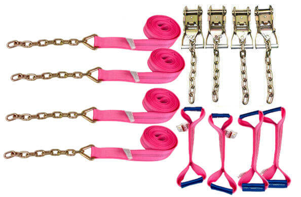 8-Point Tie Down Kit Diamond Weave PINK