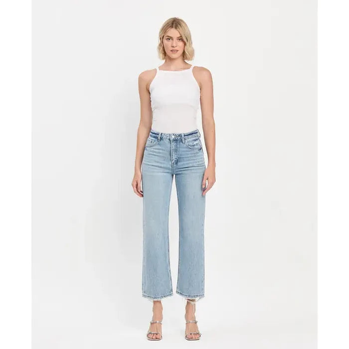 90's Super High Rise Ankle Slim Wide Jeans