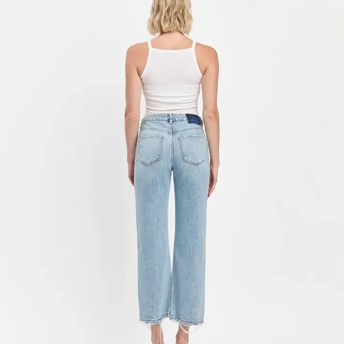 90's Super High Rise Ankle Slim Wide Jeans