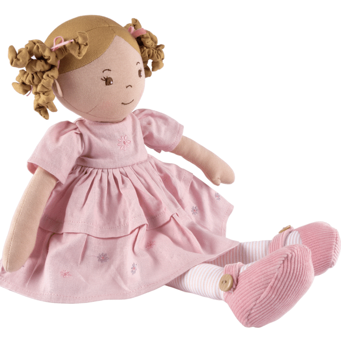 Amelia Lt. Brown Hair Doll in Pink Linen Dress