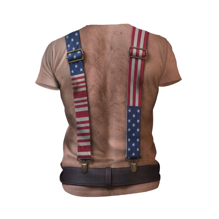 American Patriotic Suspenders Print Men's Athletic T-Shirt
