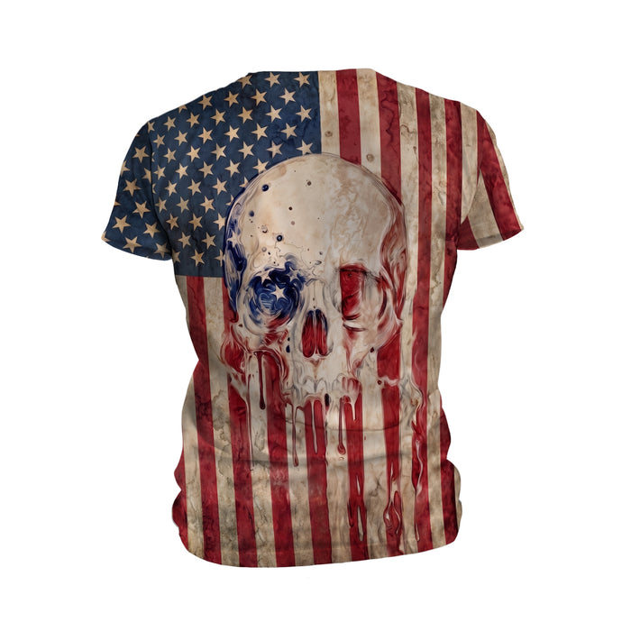 American Skull Graphic Athletic T-Shirt for Men High Performance Workout Tee