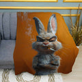 Angry Bunny Graphic Art Print Plush Fleece Throw Blanket