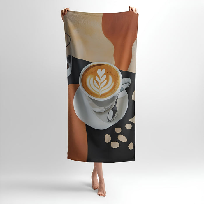 Aromatic Coffee 3D Print - Soft Cotton Terry Bath & Beach Towel