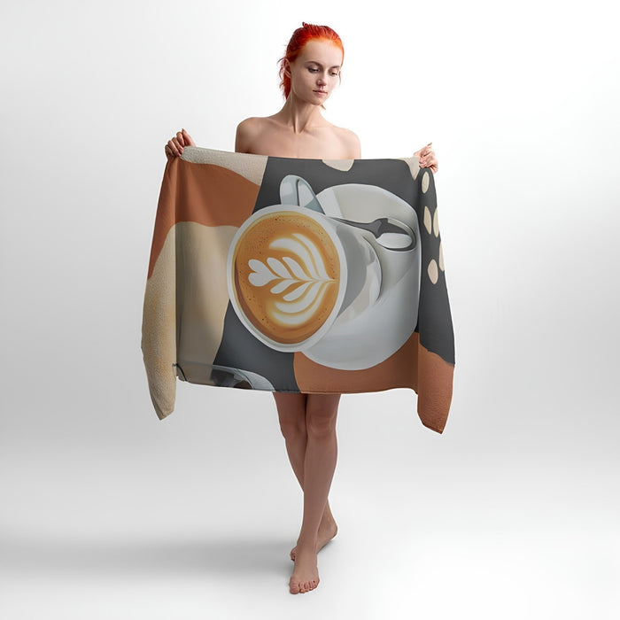 Aromatic Coffee 3D Print - Soft Cotton Terry Bath & Beach Towel