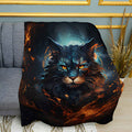 Artistic Cat Portrait Plush Fleece Throw Blanket