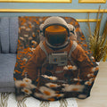 Astronaut in Floral Field Graphic Print Plush Fleece Throw Blanket