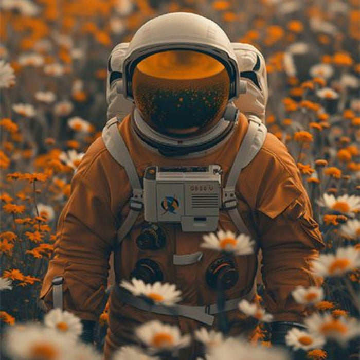 Astronaut in Floral Field Graphic Print Plush Fleece Throw Blanket