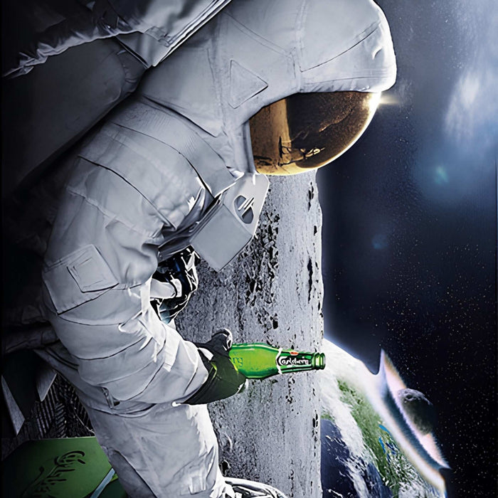 Astronaut with Beer on the Moon Print Plush Fleece Throw Blanket