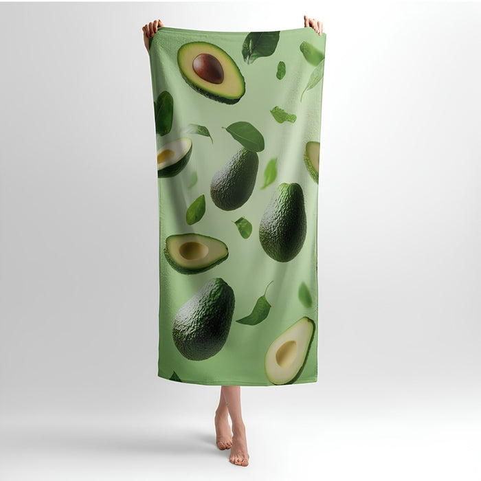 Avocado Green 3D Print - Soft Cotton Terry Bath & Beach Towel