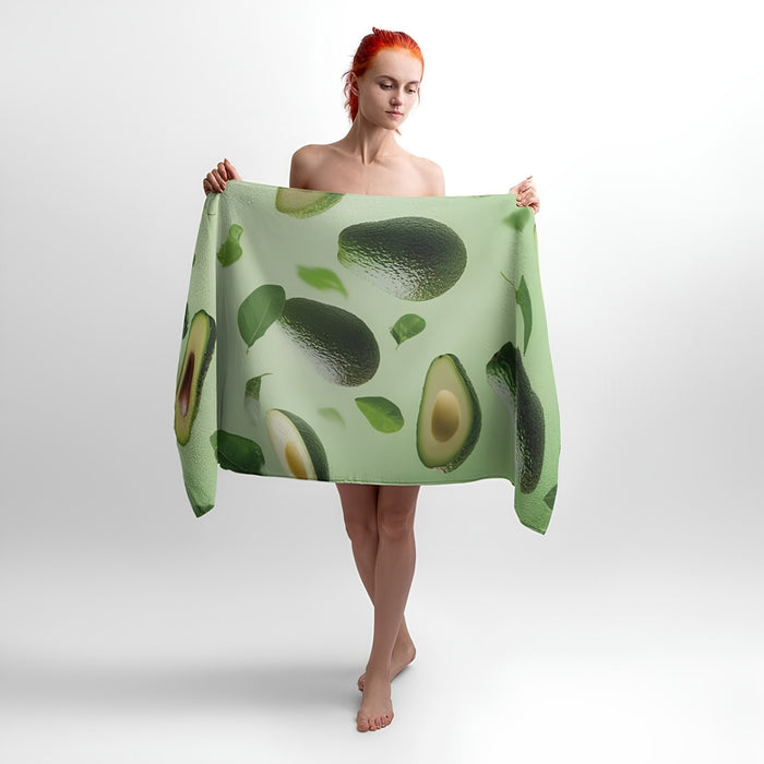 Avocado Green 3D Print - Soft Cotton Terry Bath & Beach Towel