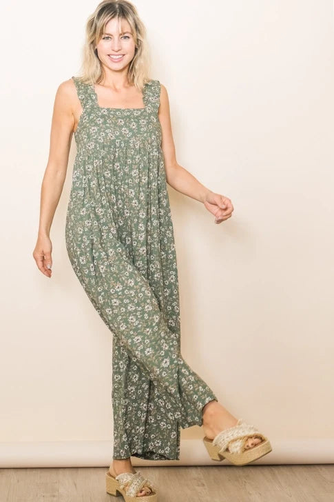 Back Detailed Super Comfy Wide Leg Floral Print Jumper