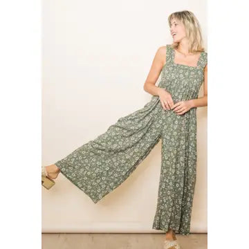 Back Detailed Super Comfy Wide Leg Floral Print Jumper
