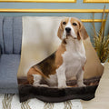 Beagle Dog Portrait Print Plush Fleece Throw Blanket