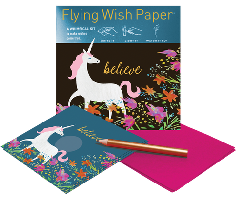 "Believe" Unicorn Flying Wish Paper (Mini with 15 Wishes + Accessories)