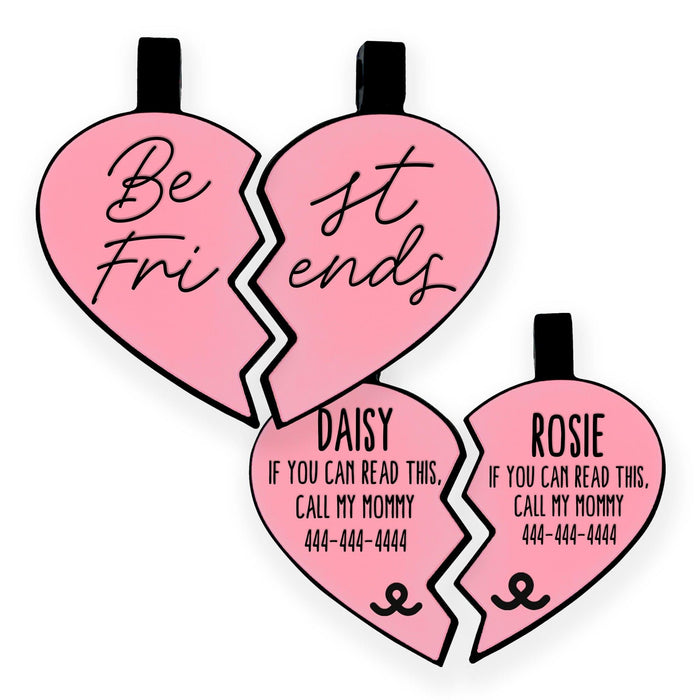 Best Friends Cursive BFF Heart Silicone ID Tags