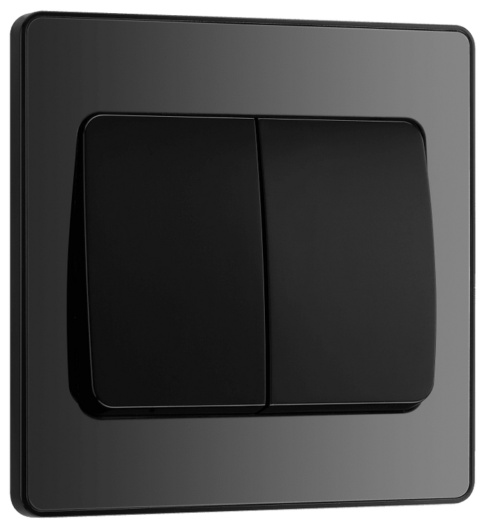 BG Evolve Black Chrome 2G 2-Way Switch, wide rocker - PCDBC42WB-01