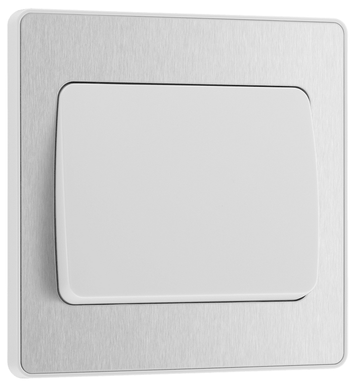 BG Evolve Brushed Steel 1G 2-Way Switch, wide rocker - PCDBS12WW-01
