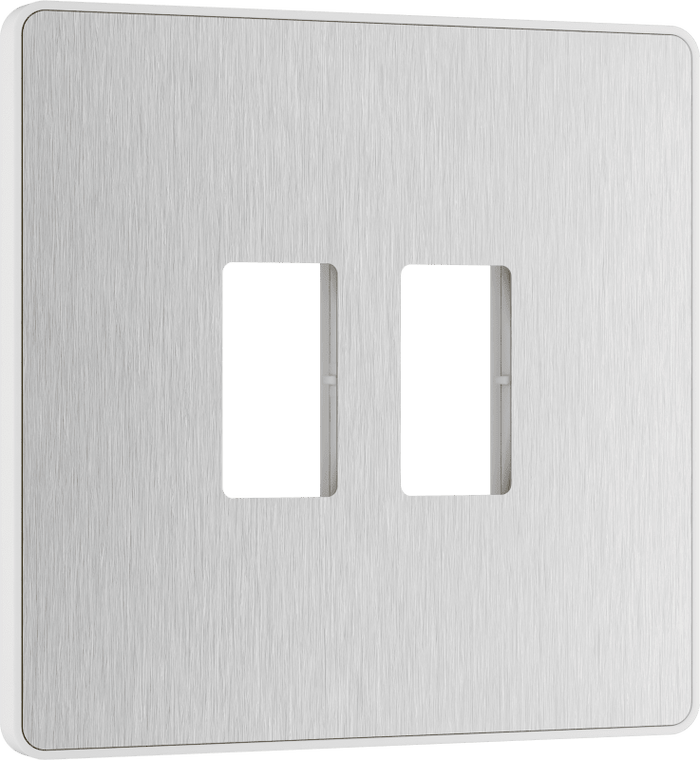 BG Evolve Brushed Steel 2 module front plate - MPCDBS2W-01