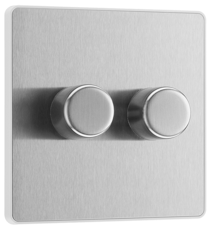 BG Evolve Brushed Steel 2G 2-Way Push 200W - PCDBS82W-01