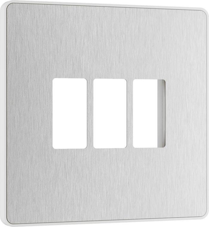BG Evolve Brushed Steel 3 module front plate - MPCDBS3W-01