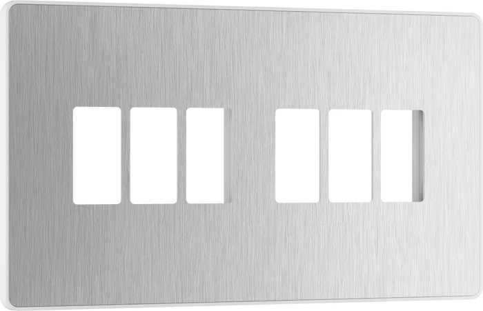 BG Evolve Brushed Steel 6 module front plate - MPCDBS6W-01