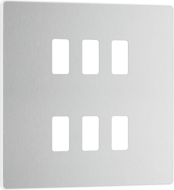 BG Evolve Brushed Steel 6 module, square - RPCDBS6W-01
