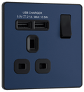 BG Evolve Matt Blue 1G SP Switch, 2x USB-A - PCDDB21U2B-01