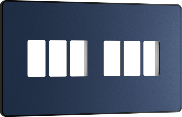 BG Evolve Matt Blue 6 module front plate - MPCDDB6B-01