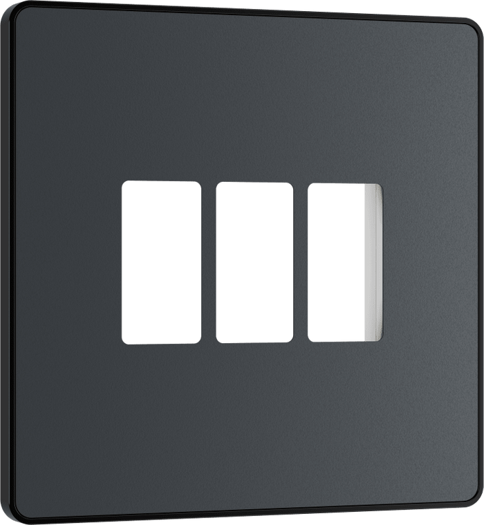 BG Evolve Matt Grey 3 module front plate - MPCDMG3B-01