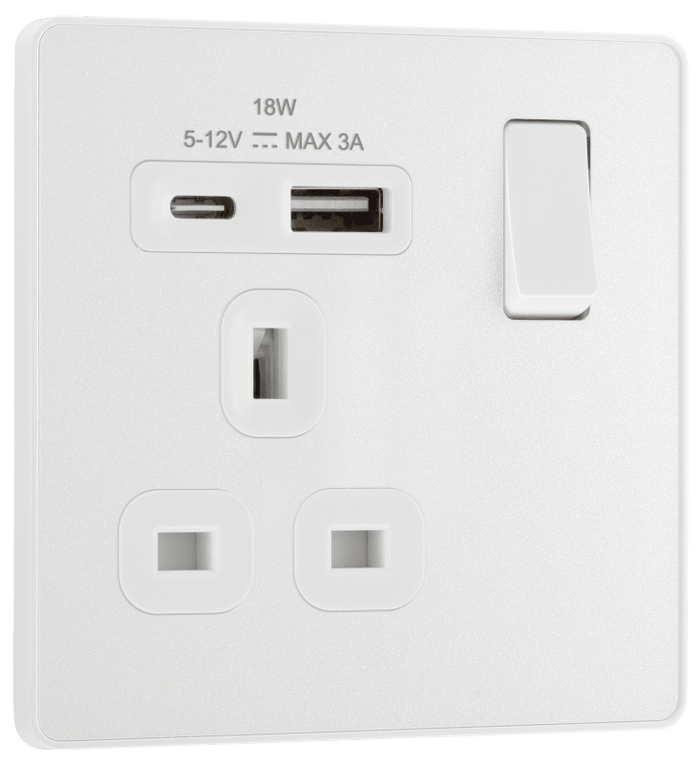 BG Evolve Pearlescent White 1G SP Switch, USB-A+C - PCDCL21UAC18W-01