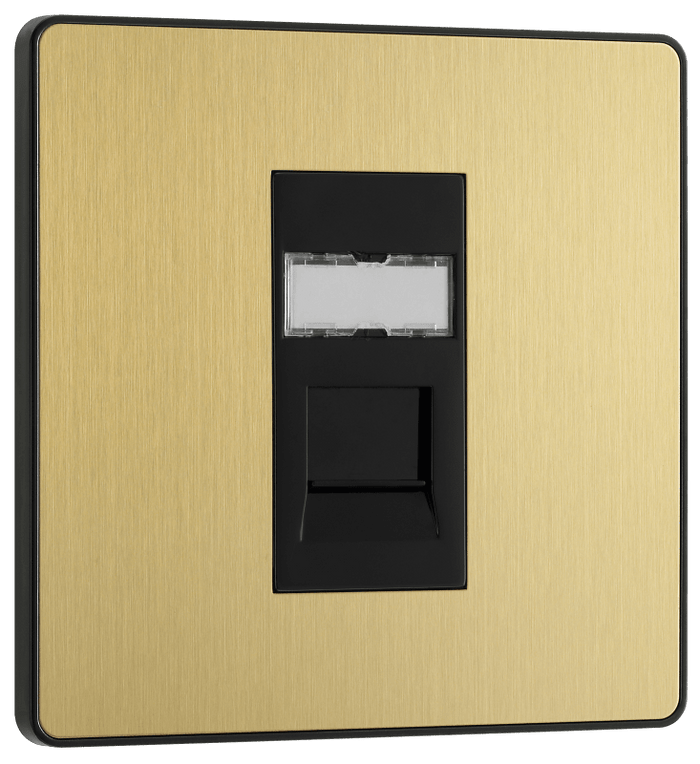 BG Evolve Satin Brass 1G RJ45 telephone socket - PCDSBRJ451B-01