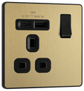 BG Evolve Satin Brass 1G SP Switch, USB-A+C - PCDSB21UAC18B-01