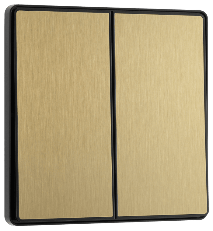 BG Evolve Satin Brass 2G 2-Way Switch, Edge Rocker - PCDSB42EB-01