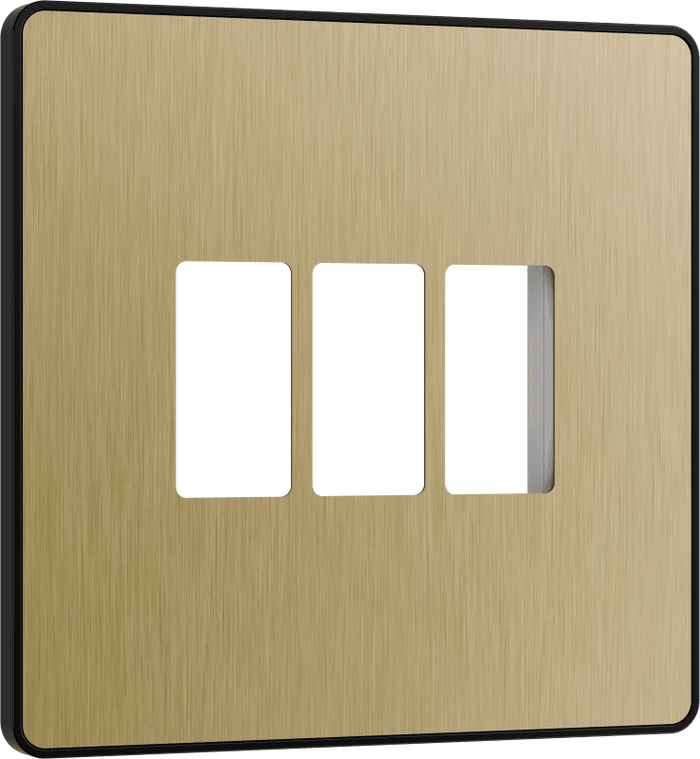BG Evolve Satin Brass 3 module front plate - MPCDSB3B-01